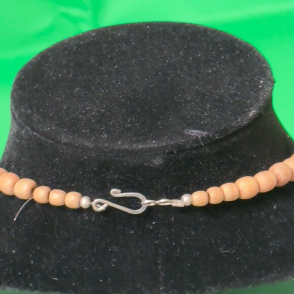 Multistrand Wooden Beaded Necklace With Black Horn-Like Accents & Hook Closure - Picture 8 of 9